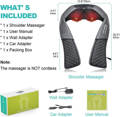 Shiatsu Back Massage with Heat, Deep Tissue Pain Relief