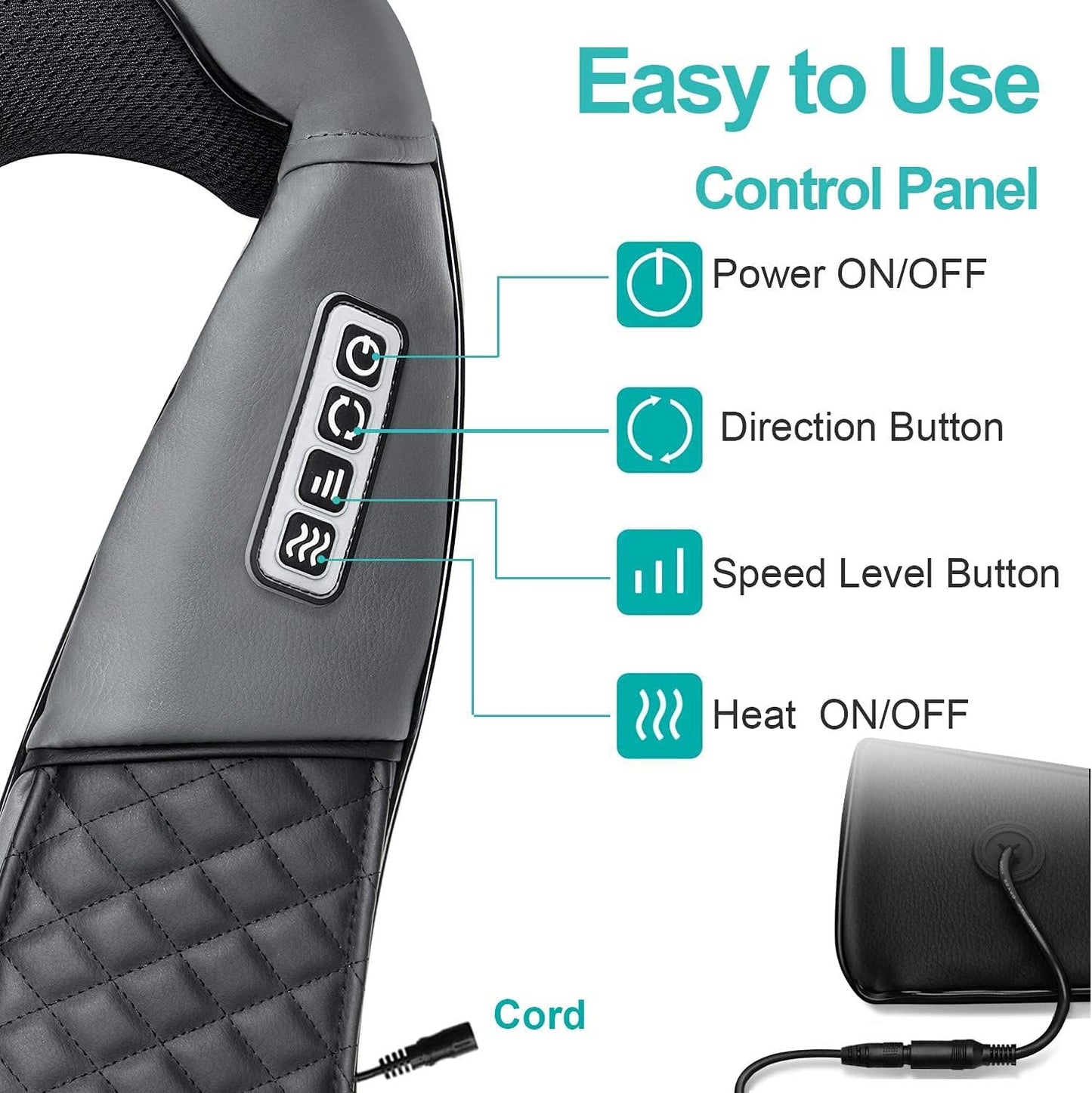 Shiatsu Back Massage with Heat, Deep Tissue Pain Relief