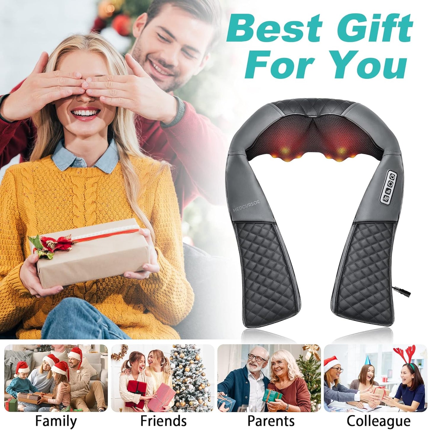 Shiatsu Back Massage with Heat, Deep Tissue Pain Relief